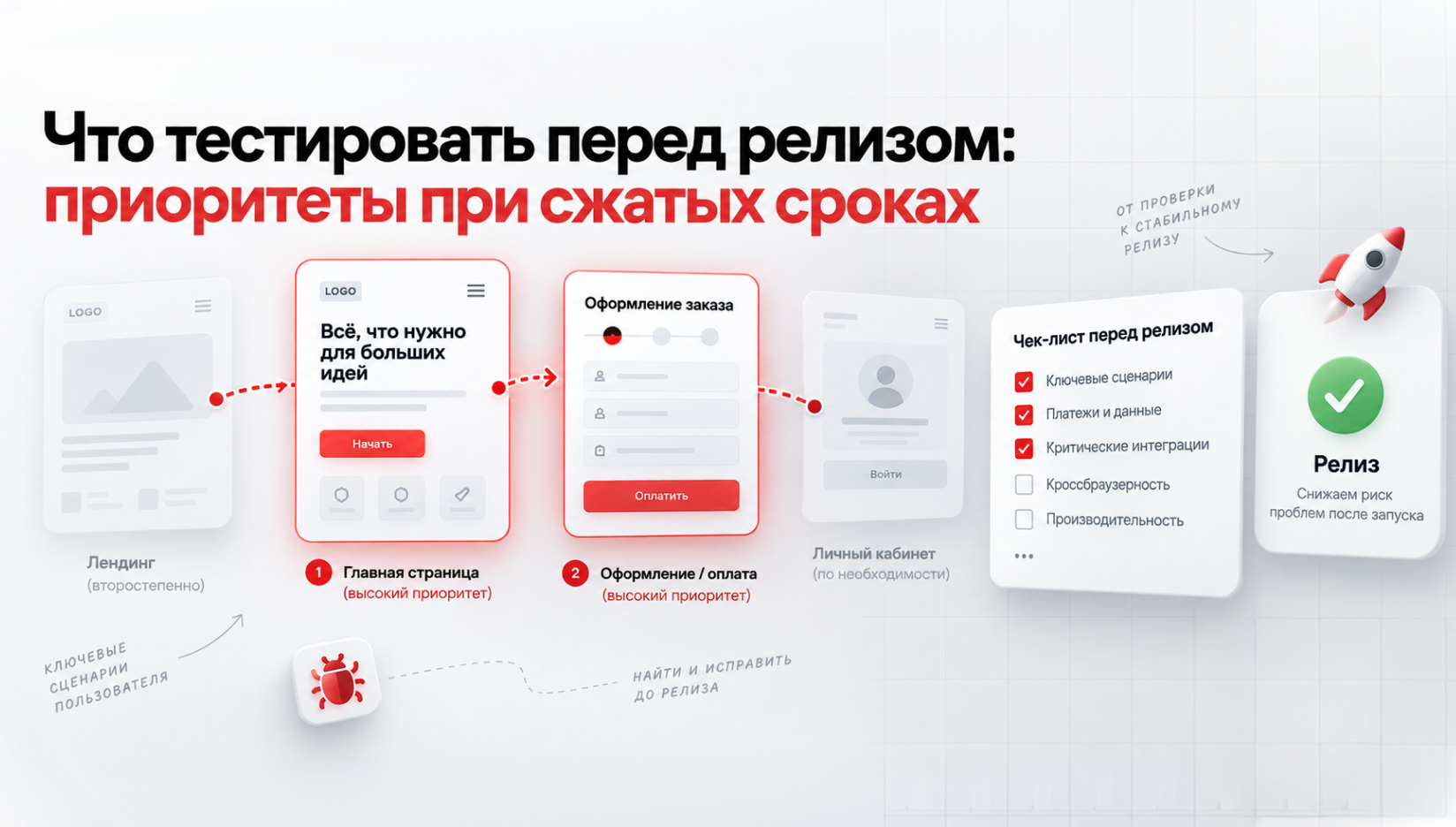 Что тестировать перед релизом: приоритеты при сжатых сроках